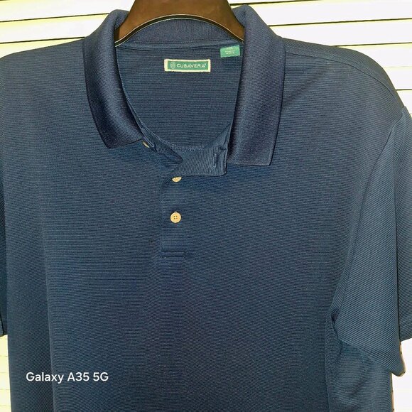 Cubavera Mens Navy Blue Short-Sleeve Polo Shirt XXL Casual/Workwear Cotton Blend - Picture 2 of 5